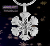 Snowflake Crystal Urn Cremation Pendant Ash Holder Memorial Necklace