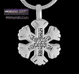 Snowflake Crystal Urn Cremation Pendant Ash Holder Memorial Necklace