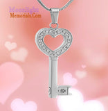 Key of Life Heart Crystal Urn Cremation Pendant Ashes Holder Memorial Necklace