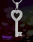 Key of Life Heart Crystal Urn Cremation Pendant Ashes Holder Memorial Necklace