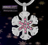 Snowflake Crystal Urn Cremation Pendant Ash Holder Memorial Necklace