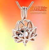 Lotus flower Locket Urn Cremation Pendant Ash Holder Memorial Necklace