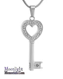 Key of Life Heart Crystal Urn Cremation Pendant Ashes Holder Memorial Necklace