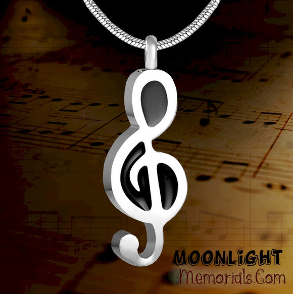 Musical Note Music Urn Cremation Pendant Ashes Holder Memorial Necklace