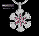 Snowflake Crystal Urn Cremation Pendant Ash Holder Memorial Necklace