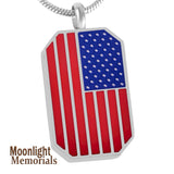 American Flag Urn Cremation Pendant Ash Holder Memorial Necklace