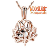 Lotus flower Locket Urn Cremation Pendant Ash Holder Memorial Necklace