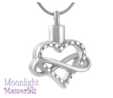 Infinity Heart Forever Urn Cremation Necklace