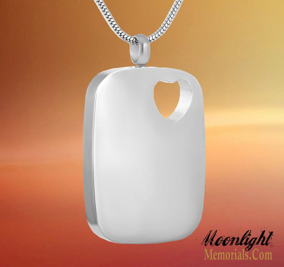 Heart Dog Tag Cremation Urn Keepsake Ashes Memorial Necklace