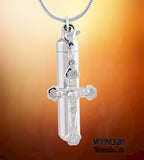 Jesus on the Cross  Cylinder Stainless Steel Cremation Urn Necklace