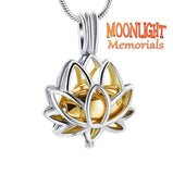 Lotus flower Locket Urn Cremation Pendant Ash Holder Memorial Necklace