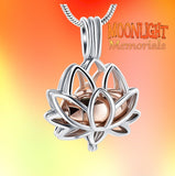 Lotus flower Locket Urn Cremation Pendant Ash Holder Memorial Necklace