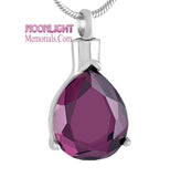 Purple Crystal Teardrop Cremation Urn Necklace