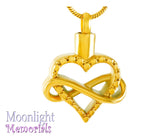 Infinity Heart Forever Urn Cremation Necklace