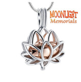 Lotus flower Locket Urn Cremation Pendant Ash Holder Memorial Necklace