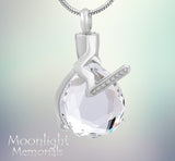 Crystal Teardrop Cremation Urn Necklace