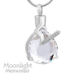 Crystal Teardrop Cremation Urn Necklace