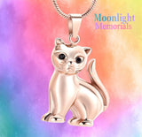 Cat Kitty Cremation Urn Keepsake Ashes Memorial Necklace