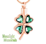 Four Leaf Clover Cremation Urn Keepsake Ashes Memorial Necklace