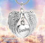 Angel Wings Heart Family Cremation Urn Ashes Holder Memorial Necklace