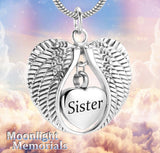 Angel Wings Heart Family Cremation Urn Ashes Holder Memorial Necklace