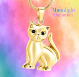 Cat Kitty Cremation Urn Keepsake Ashes Memorial Necklace