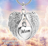 Angel Wings Heart Family Cremation Urn Ashes Holder Memorial Necklace