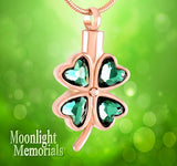 Four Leaf Clover Cremation Urn Keepsake Ashes Memorial Necklace