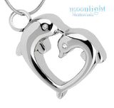 Dolphins Heart  Cremation Urn Keepsake Ashes Memorial Necklace