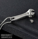 Wrench Tool Urn Cremation Pendant Ash Holder Memorial Necklace