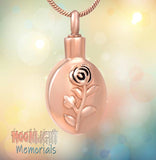 Flower Inlay Rose Embossed Urn Cremation Necklace