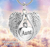 Angel Wings Heart Family Cremation Urn Ashes Holder Memorial Necklace