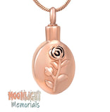 Flower Inlay Rose Embossed Urn Cremation Necklace