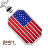 American Flag Urn Cremation Pendant Ash Holder Memorial Necklace