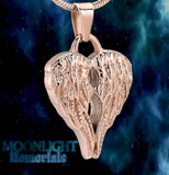 Angel Double Wing Heart Cremation Urn Keepsake Ashes Necklace