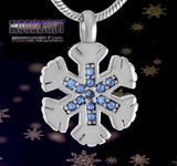 Snowflake Crystal Urn Cremation Pendant Ash Holder Memorial Necklace