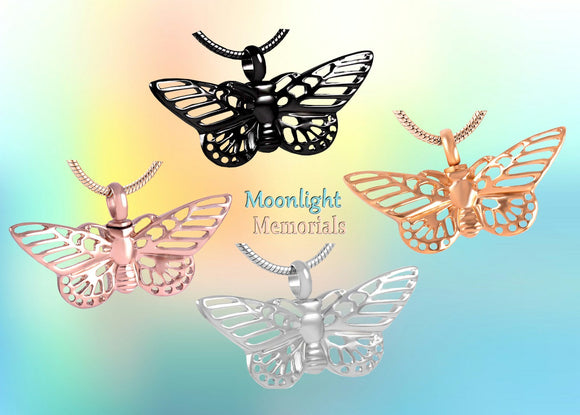 Butterfly 3D Cutout Urn Cremation Pendant AshES Holder Memorial Necklace