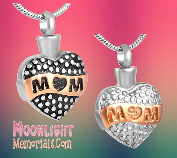 Mom love Heart Urn Cremation Necklace