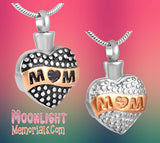 Mom love Heart Urn Cremation Necklace