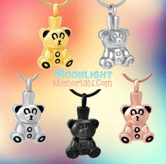 Teddy Bear Urn Cremation Necklace