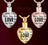 Love all over Heart Urn Cremation Necklace