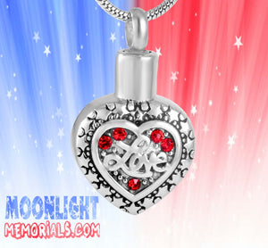 Love Crystal Heart Urn Cremation Necklace