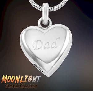 Dad Engraved Heart Urn Cremation Necklace