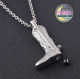 Cowboy Boot Cremation Urn Keepsake Ashes Memorial Necklace