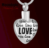 Love all over Heart Urn Cremation Necklace