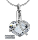 Always in my Heart Crystal Clear Urn Cremation Pendant Ash Holder Memorial Necklace