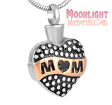 Mom love Heart Urn Cremation Necklace