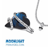 I Love you to the moon Crystal Heart Urn Cremation Pendant Ash Holder Memorial Necklace