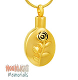 Flower Inlay Rose Embossed Urn Cremation Necklace