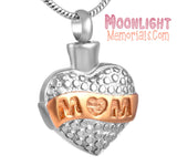 Mom love Heart Urn Cremation Necklace